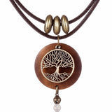 Boho Wooden Tree of Life Necklace - Plantasiathemarket