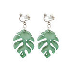 Acrylic Green Monstera Leaf Earrings - Plantasiathemarket